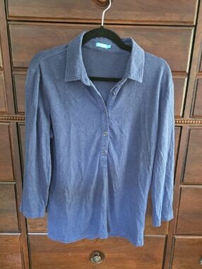 J. McLaughlin Navy Blue Long Sleeve Polo Top
